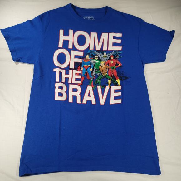 DC Super Heros Short Sleeve Graphic Crew Neck T Shirt Mens Size Medium M Blue - Picture 2 of 9